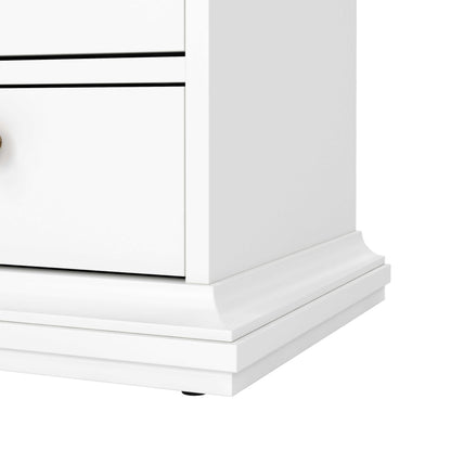 Osaka Farmhouse White Wooden Bedside Table 2 Drawers 1 Open Shelf