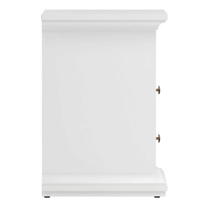 Osaka Farmhouse White Wooden Bedside Table 2 Drawers 1 Open Shelf