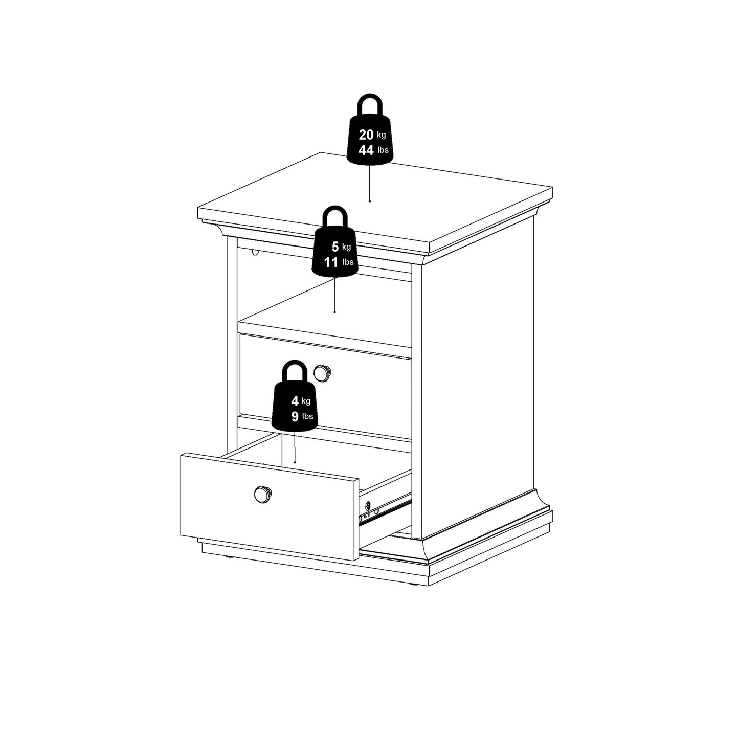 Osaka Farmhouse Dark Grey Wooden Bedside Table 2 Drawers