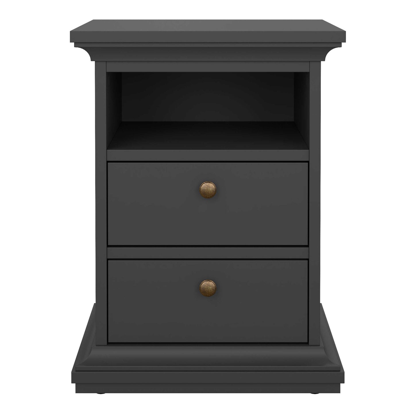 Osaka Farmhouse Dark Grey Wooden Bedside Table 2 Drawers