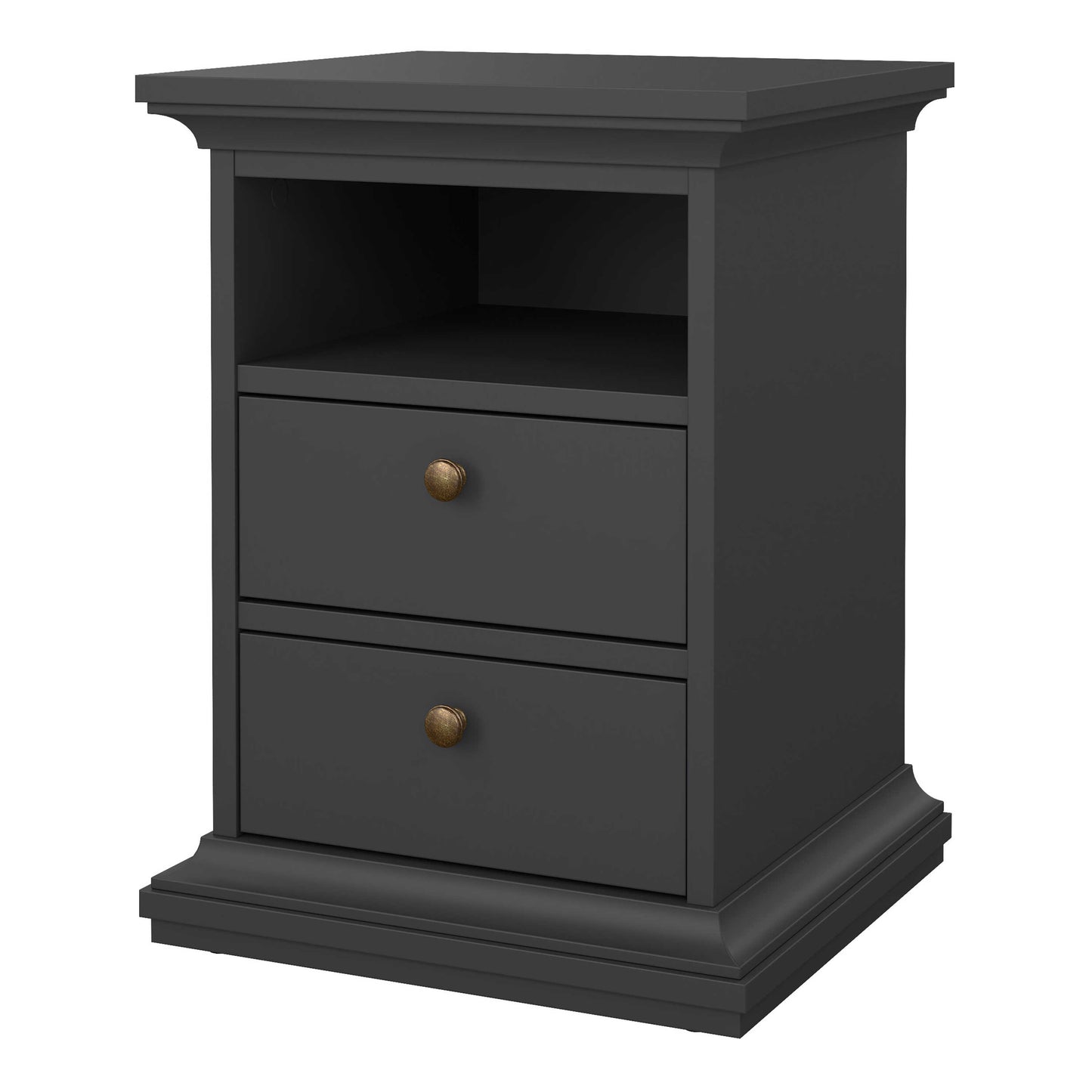 Osaka Farmhouse Dark Grey Wooden Bedside Table 2 Drawers
