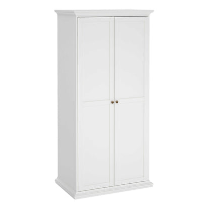 Osaka Farmhouse Slim White Wooden Wardrobe 2 Doors