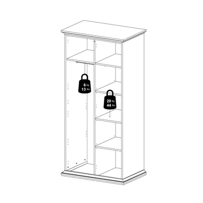Osaka Farmhouse Slim White Wooden Wardrobe 2 Doors
