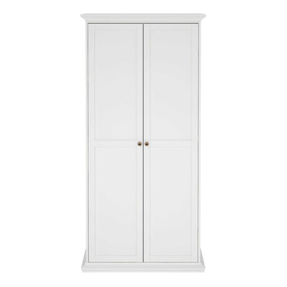 Osaka Farmhouse Slim White Wooden Wardrobe 2 Doors