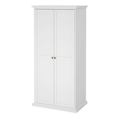 Osaka Farmhouse Slim White Wooden Wardrobe 2 Doors