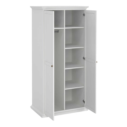 Osaka Farmhouse Slim White Wooden Wardrobe 2 Doors