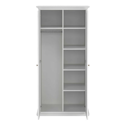 Osaka Farmhouse Slim White Wooden Wardrobe 2 Doors