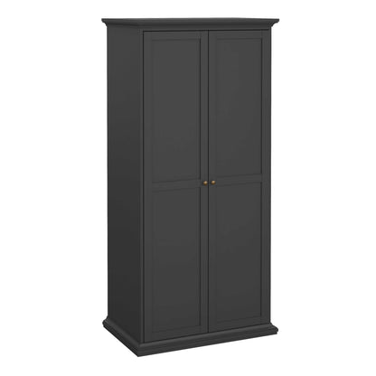 Osaka Farmhouse Dark Grey Wooden Wardrobe 2 Doors