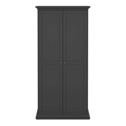 Osaka Farmhouse Dark Grey Wooden Wardrobe 2 Doors