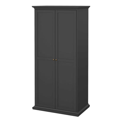 Osaka Farmhouse Dark Grey Wooden Wardrobe 2 Doors