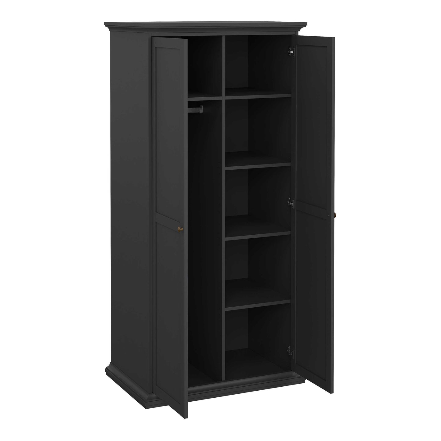 Osaka Farmhouse Dark Grey Wooden Wardrobe 2 Doors