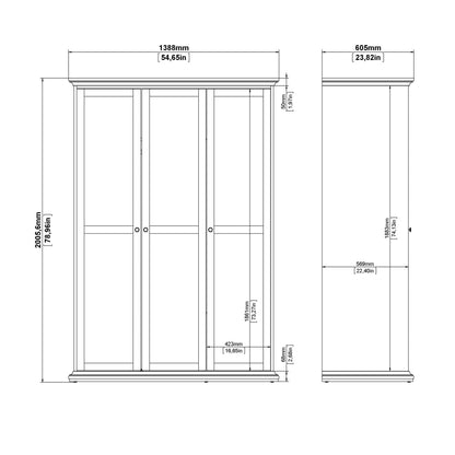 Osaka Farmhouse White Wooden Wardrobe 3 Doors
