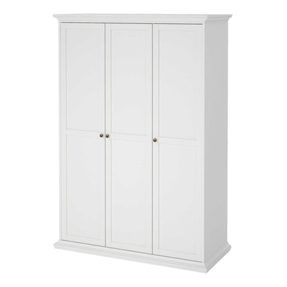 Osaka Farmhouse White Wooden Wardrobe 3 Doors