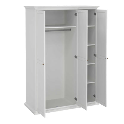 Osaka Farmhouse White Wooden Wardrobe 3 Doors