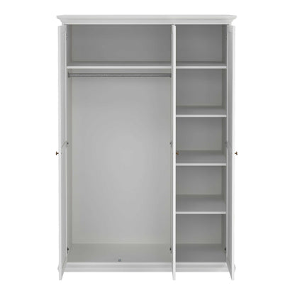 Osaka Farmhouse White Wooden Wardrobe 3 Doors