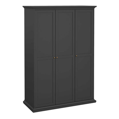 Osaka Matt Dark Grey Wooden Wardrobe 3 Doors