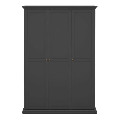 Osaka Matt Dark Grey Wooden Wardrobe 3 Doors
