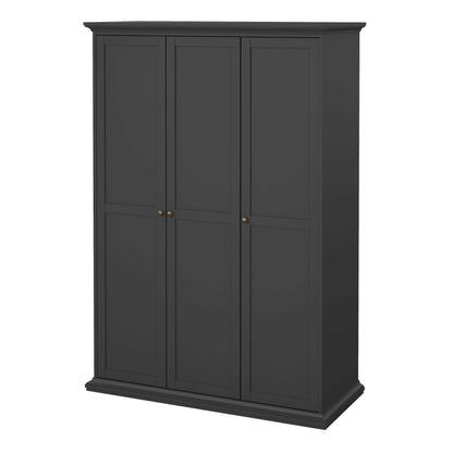 Osaka Matt Dark Grey Wooden Wardrobe 3 Doors