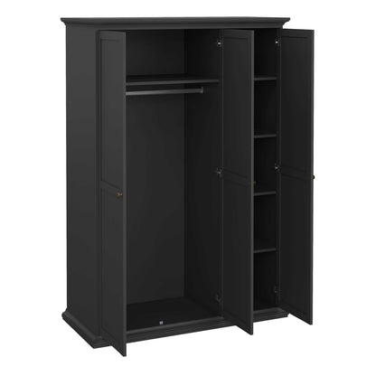 Osaka Matt Dark Grey Wooden Wardrobe 3 Doors