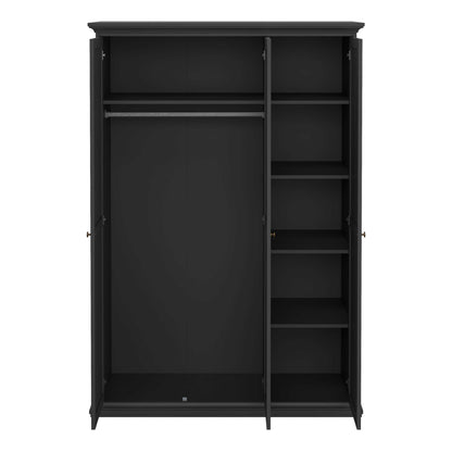 Osaka Matt Dark Grey Wooden Wardrobe 3 Doors