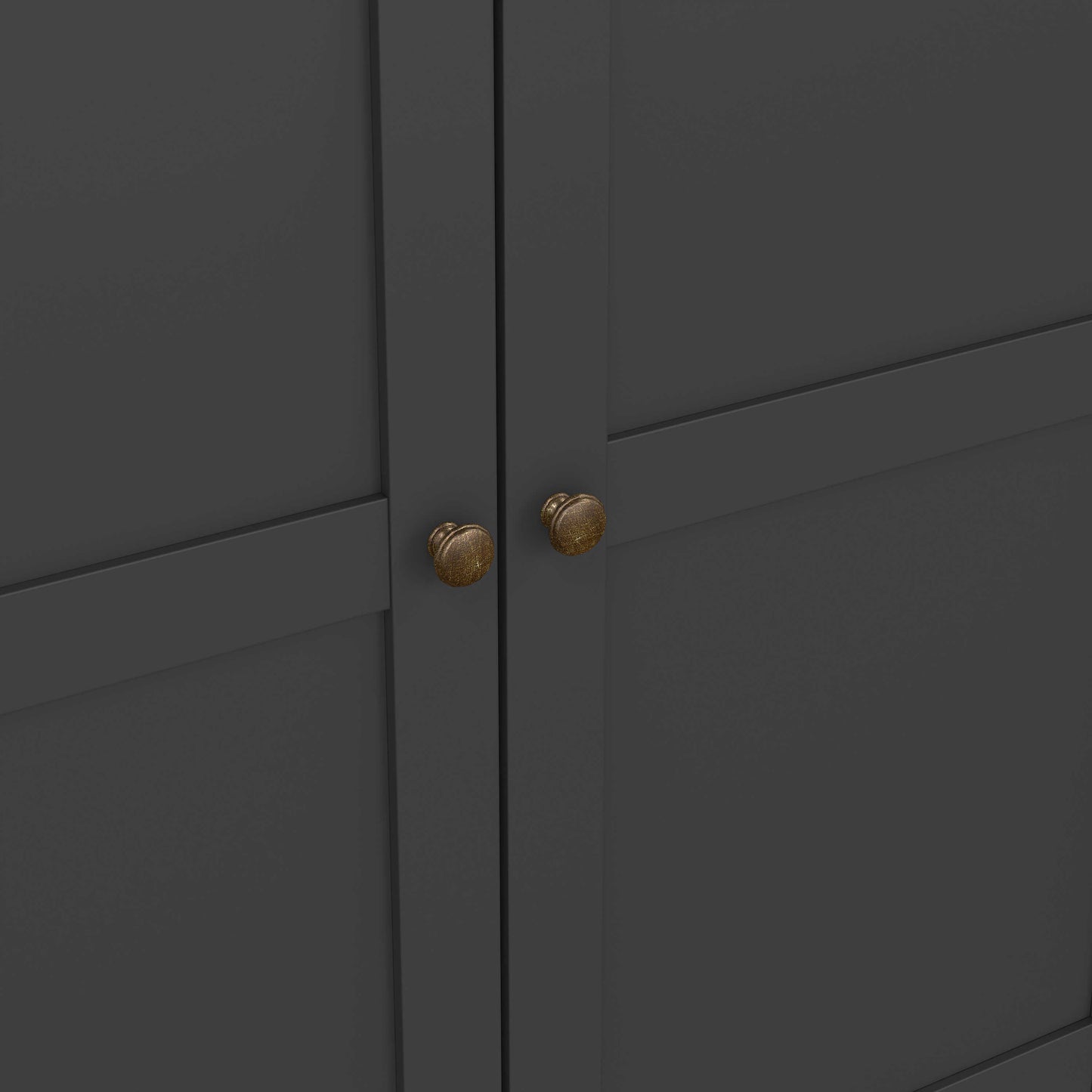 Osaka Farmhouse Dark Grey Wooden Wardrobe 4 Doors 2 Drawers