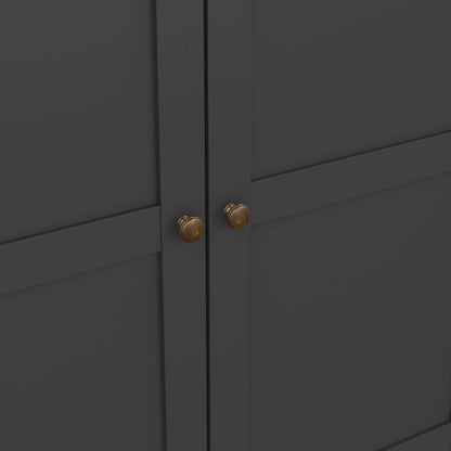 Osaka Farmhouse Dark Grey Wooden Wardrobe 4 Doors 2 Drawers