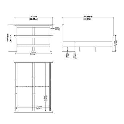 Osaka Double Bed Frame 4ft6 Farmhouse White Wood