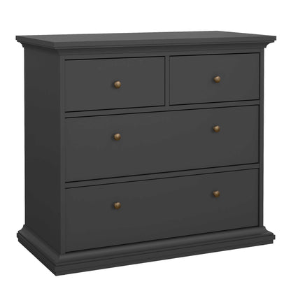 Osaka Farmhouse Dark Grey Wooden Chest 4 Drawers
