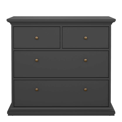 Osaka Farmhouse Dark Grey Wooden Chest 4 Drawers