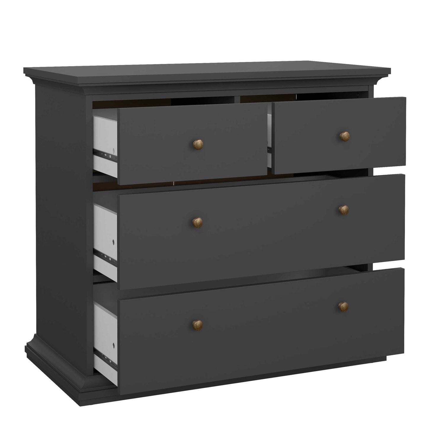 Osaka Farmhouse Dark Grey Wooden Chest 4 Drawers