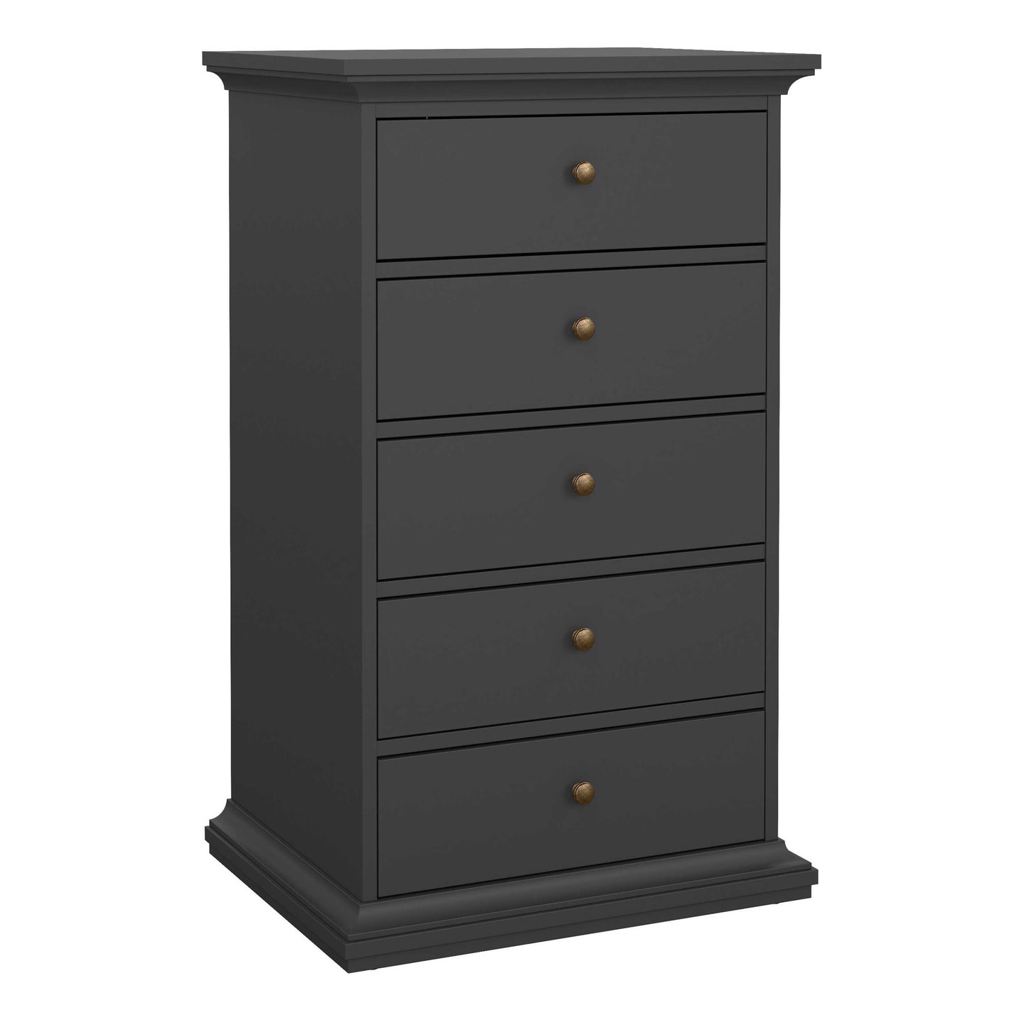 Osaka Tall Dark Farmhouse Grey Wooden Chest 5 Drawers
