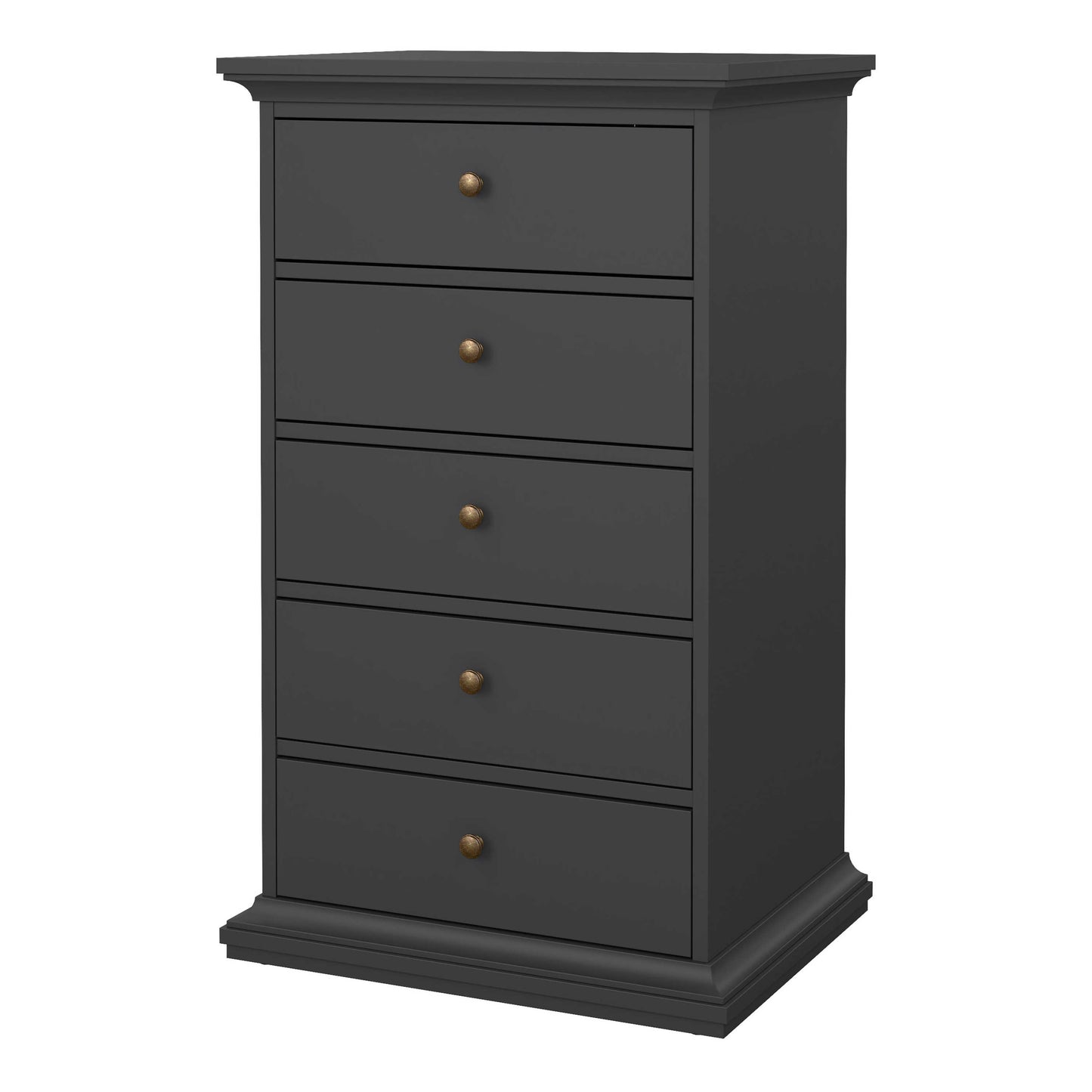 Osaka Tall Dark Farmhouse Grey Wooden Chest 5 Drawers