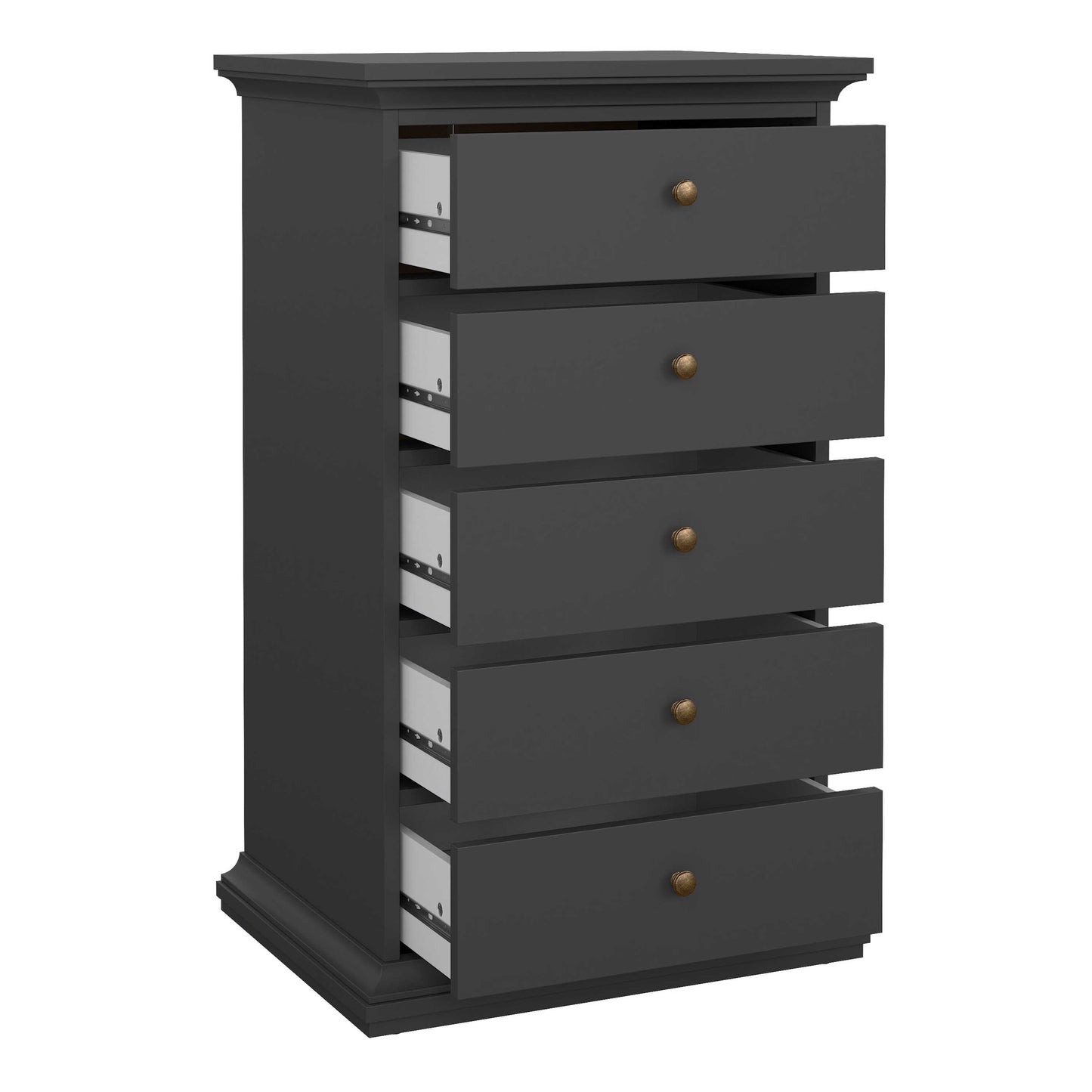 Osaka Tall Dark Farmhouse Grey Wooden Chest 5 Drawers