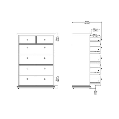Osaka Tall Farmhouse White Wooden Chest 6 Drawers