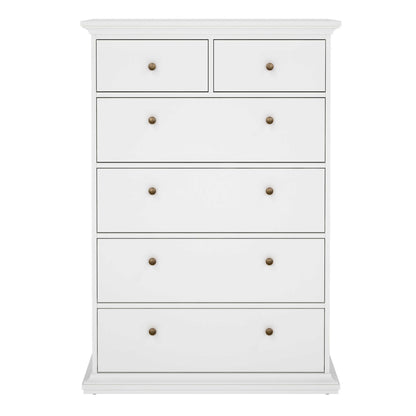 Osaka Tall Farmhouse White Wooden Chest 6 Drawers