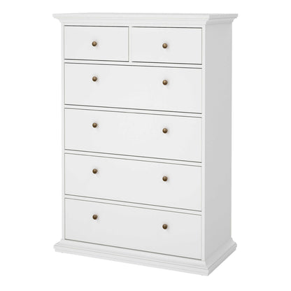 Osaka Tall Farmhouse White Wooden Chest 6 Drawers