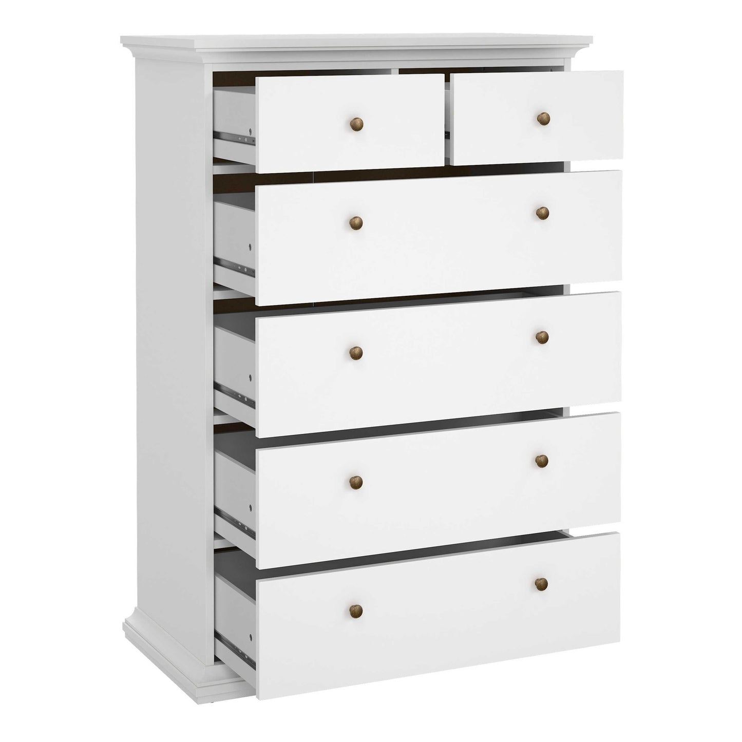 Osaka Tall Farmhouse White Wooden Chest 6 Drawers