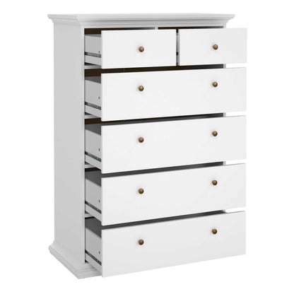 Osaka Tall Farmhouse White Wooden Chest 6 Drawers