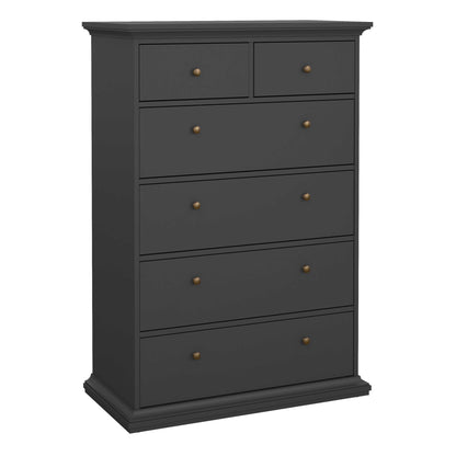 Osaka Farmhouse Dark Grey Wooden Chest 6 Drawers