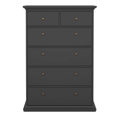 Osaka Farmhouse Dark Grey Wooden Chest 6 Drawers