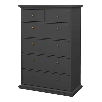 Osaka Farmhouse Dark Grey Wooden Chest 6 Drawers