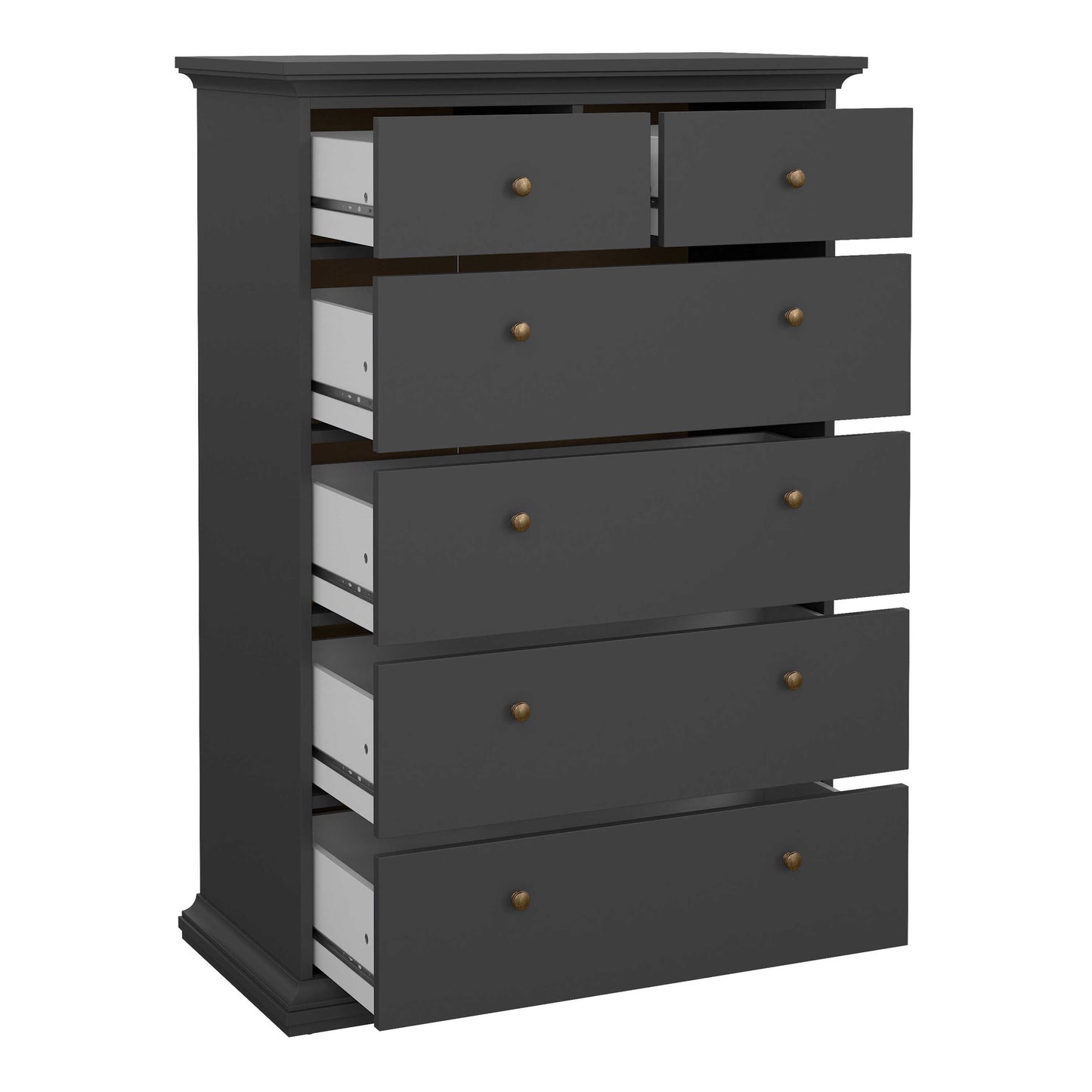 Osaka Farmhouse Dark Grey Wooden Chest 6 Drawers