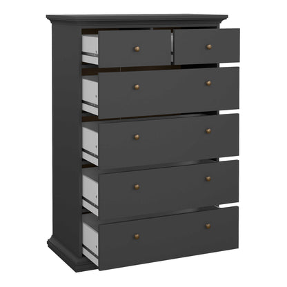 Osaka Farmhouse Dark Grey Wooden Chest 6 Drawers