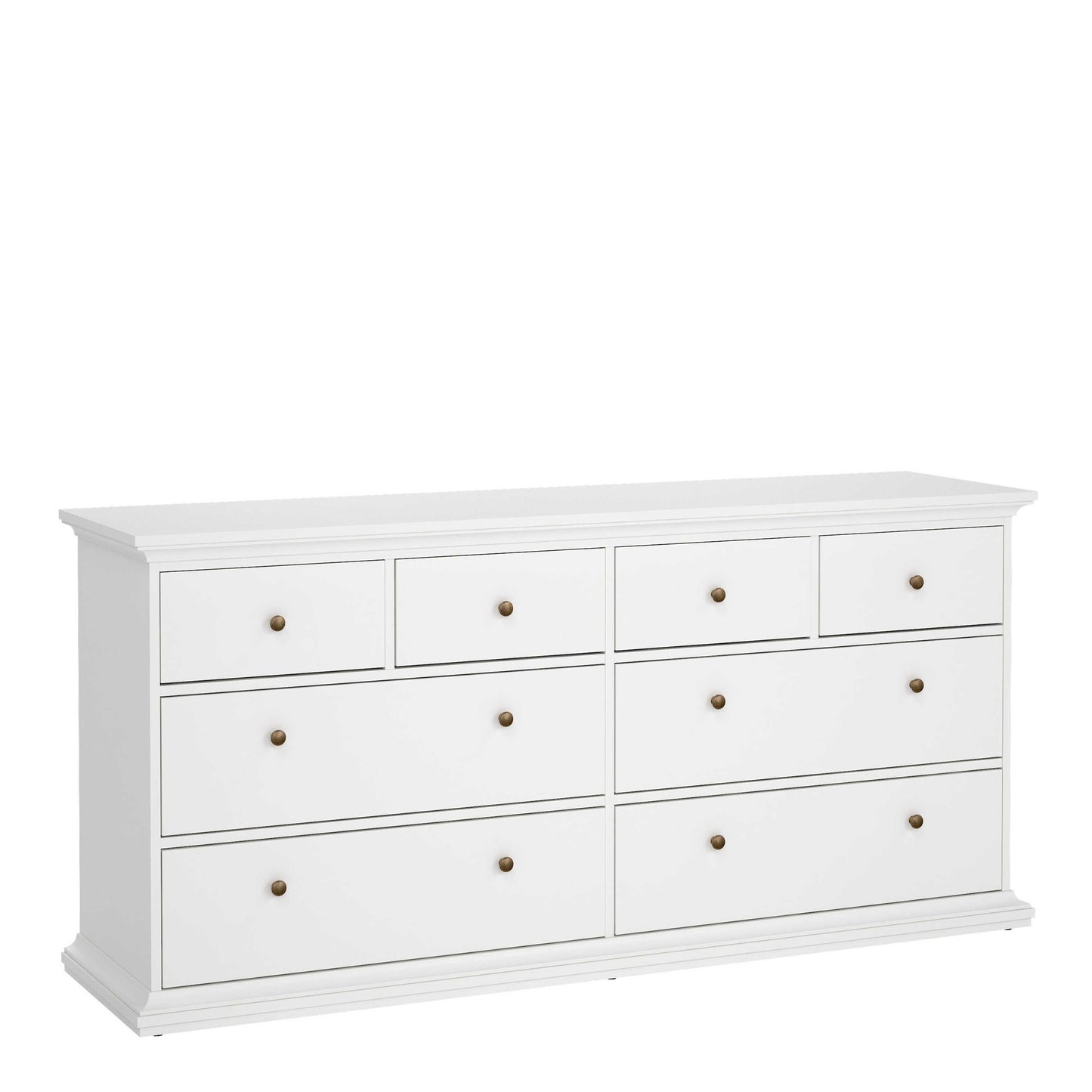 Osaka Farmhouse Wide White Wooden Chest 8 Drawers