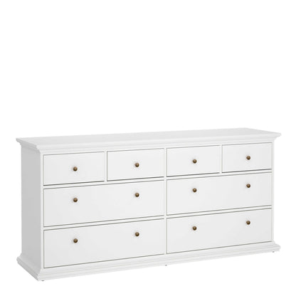 Osaka Farmhouse Wide White Wooden Chest 8 Drawers