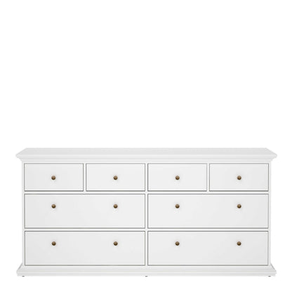 Osaka Farmhouse Wide White Wooden Chest 8 Drawers