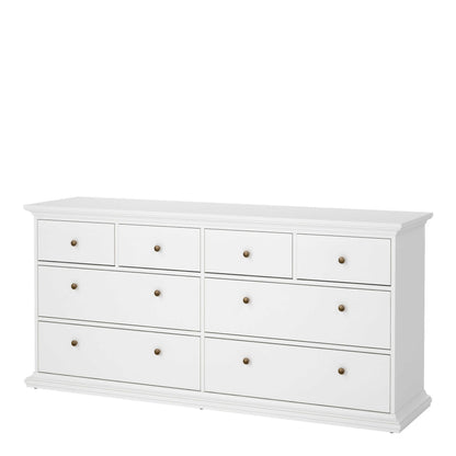 Osaka Farmhouse Wide White Wooden Chest 8 Drawers