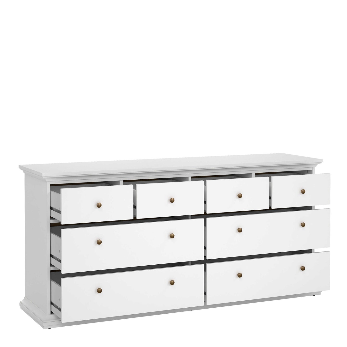 Osaka Farmhouse Wide White Wooden Chest 8 Drawers