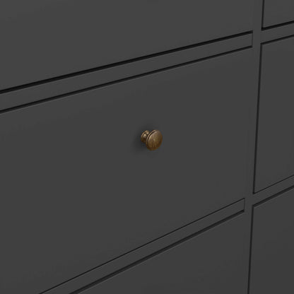 Osaka Farmhouse Dark Grey Wide Wooden Chest 8 Drawers