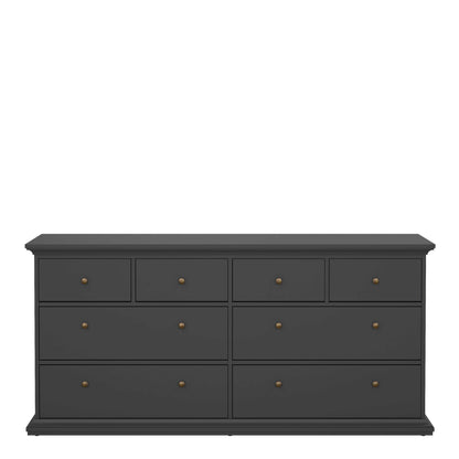 Osaka Farmhouse Dark Grey Wide Wooden Chest 8 Drawers